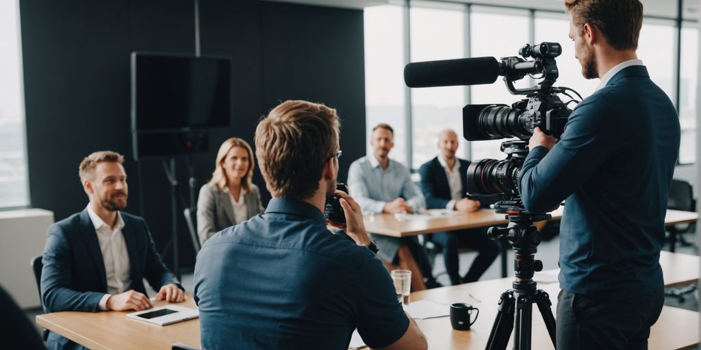 Videographer filming a business meeting