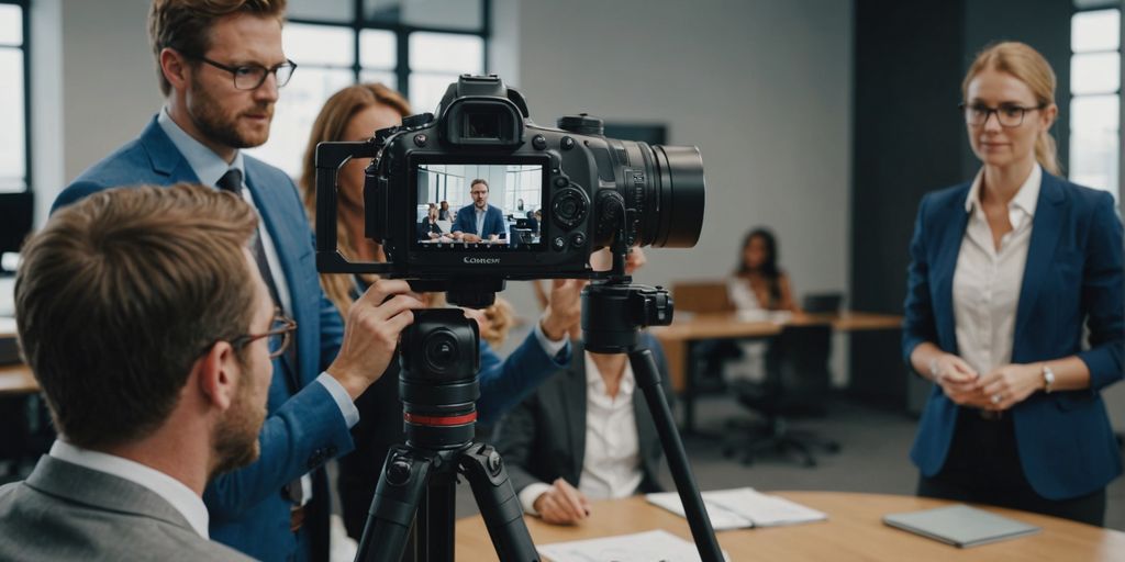 Videographer filming a business meeting